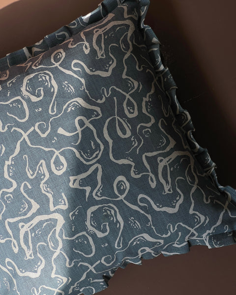 Karin’s Dress ruffled cushion - Denim