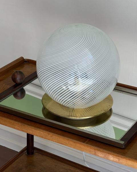 Vintage white swirl Murano table lamp