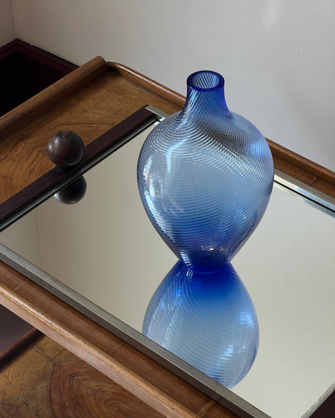 Vintage blue swirl Murano vase