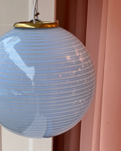 Vintage Murano light blue swirl ceiling lamp (D35)