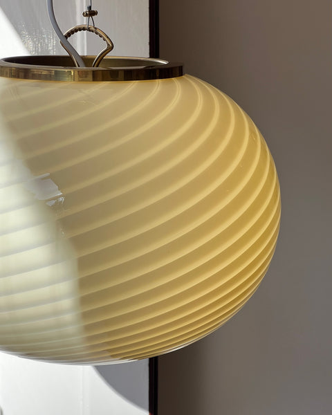 Vintage oval yellow swirl Murano ceiling lamp (D40)