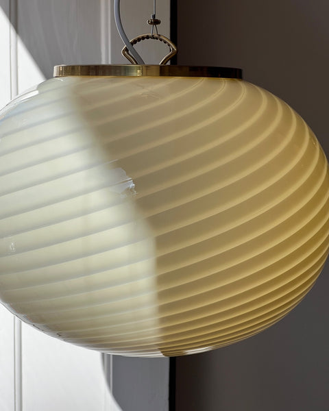 Vintage oval yellow swirl Murano ceiling lamp (D40)