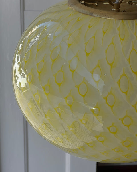 Vintage oval yellow dotted Murano ceiling lamp (D35)
