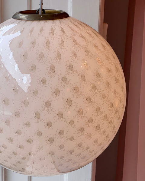 Vintage round white/black dotted Murano ceiling lamp (D40)