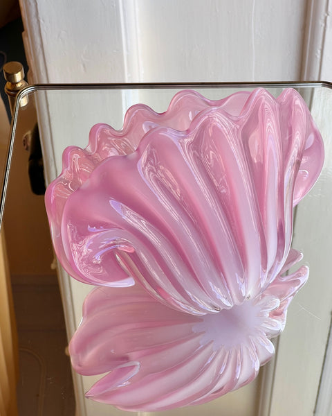 Vintage opal pink Murano shell bowl
