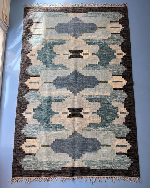 Vintage flat weave rug by Ingegerd Silow (IS)