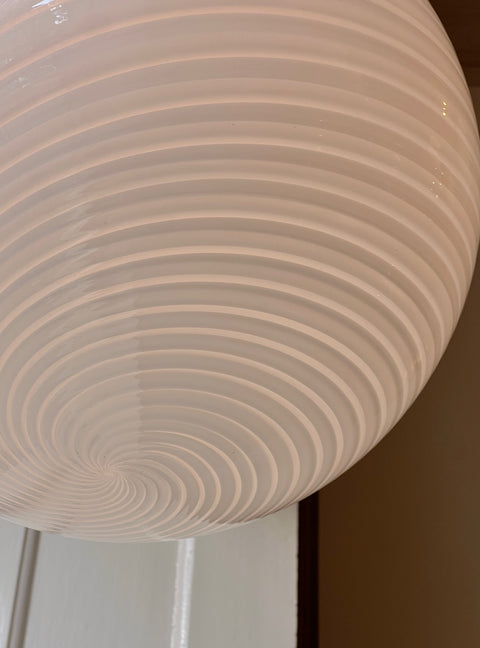 Vintage Murano white swirl ceiling lamp (D40)