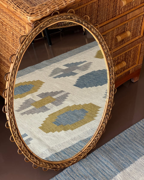 Vintage Italian mirror with rattan frame