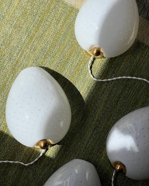 Vintage Murano white dotted drop wall lamp (4 available)