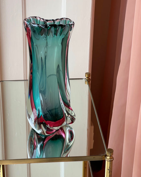 Vintage green Murano vase