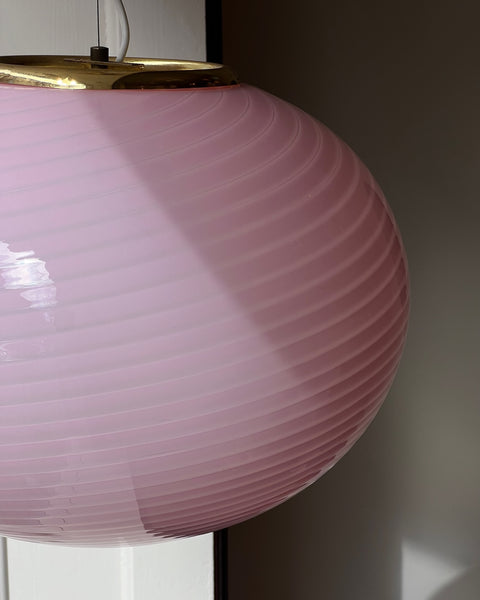 Vintage oval pink swirl Murano ceiling lamp (D46)