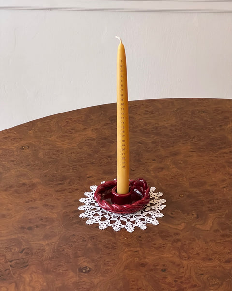 Vintage red twisted ceramic candle holder