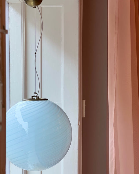 Vintage Murano light blue swirl ceiling lamp (D40)