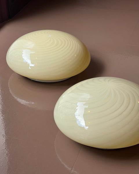 Vintage Murano yellow swirl ceiling/wall lamp (D30)