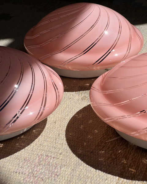 Vintage Murano pink/clear swirl ceiling/wall lamp (D25)