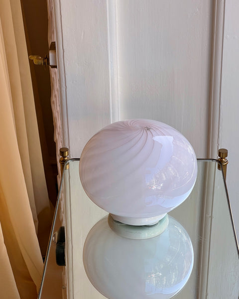 Vintage light pink swirl round Murano table lamp