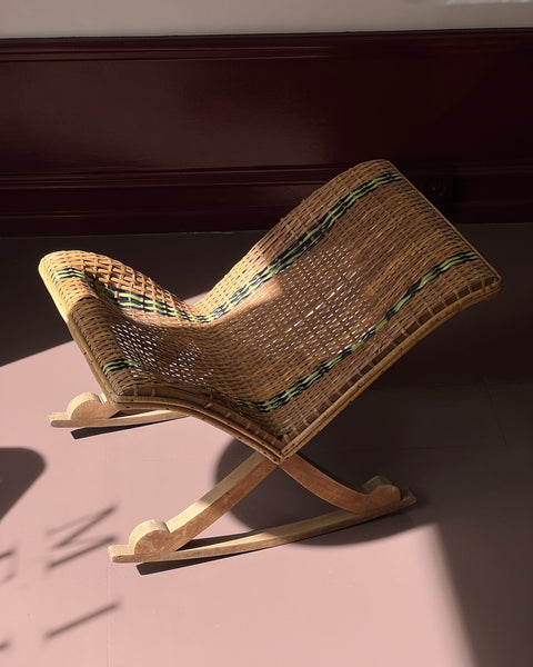 Vintage rattan footrest or magazine holder