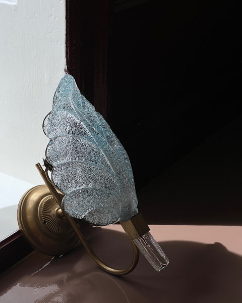 Vintage Murano blue leaf wall lamp