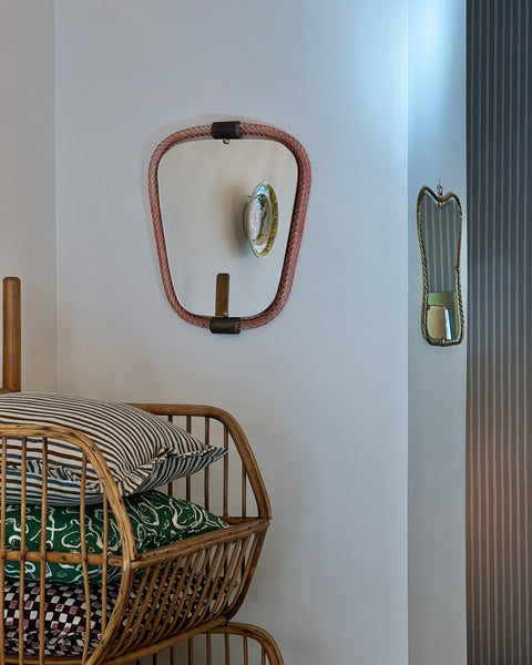 Vintage Italian mirror with pink glass frame