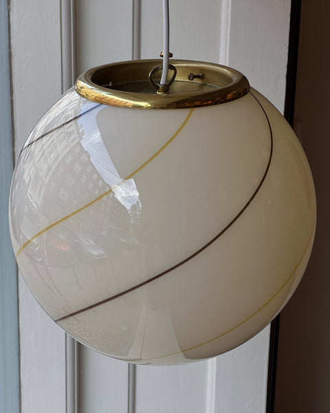 Vintage creme / brown / golden swirl Murano ceiling lamp (D35)