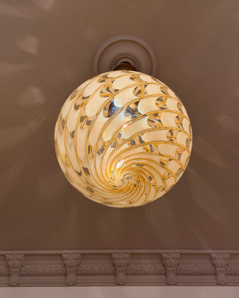 Large vintage golden clear Murano ceiling lamp (D45)