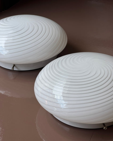 Vintage Murano white swirl ceiling/wall lamp (D28)