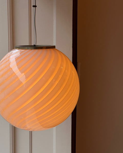 Vintage yellow swirl Murano ceiling lamp (D40)