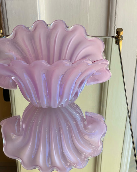 Vintage opal pink Murano shell bowl