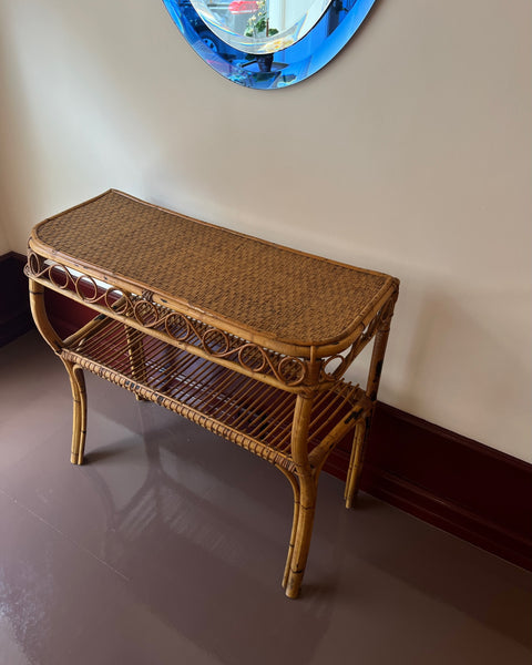 Vintage rattan console table