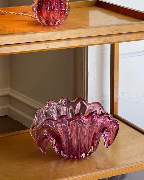 Vintage pink Murano shell bowl