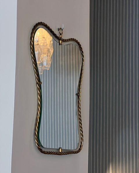Vintage Italian mirror with twisted brass frame