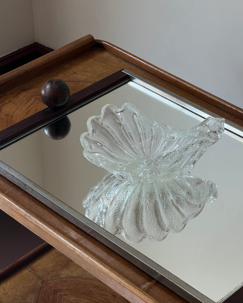 Vintage clear / silver Murano shell bowl