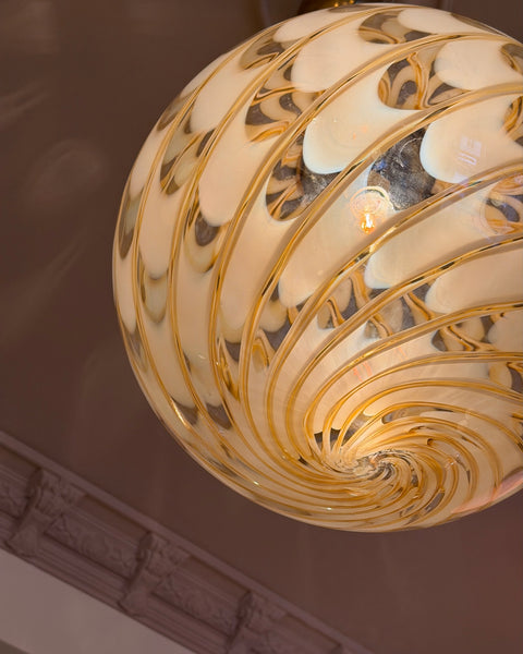 Large vintage golden clear Murano ceiling lamp (D45)