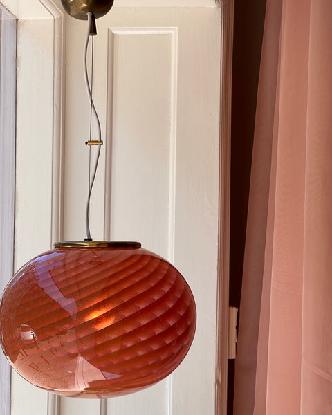 Vintage Murano orange/pink swirl ceiling lamp (D33)