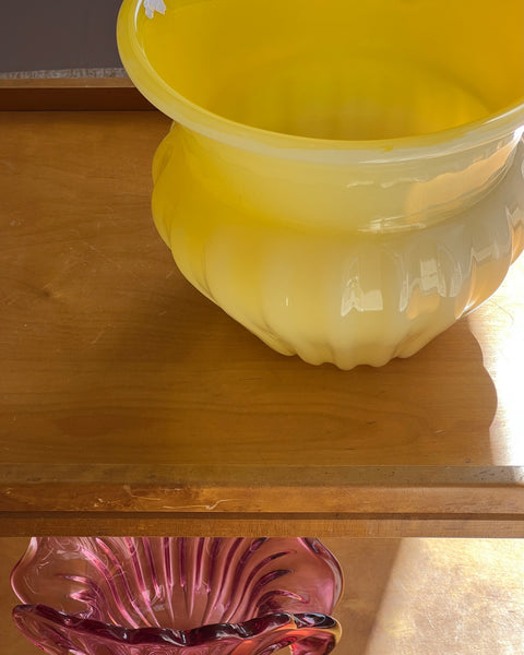 Large vintage yellow Murano bowl / vase