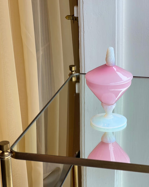 Vintage opal pink Murano bonbonniere