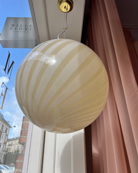 Large vintage Murano cream swirl ceiling lamp (D50)