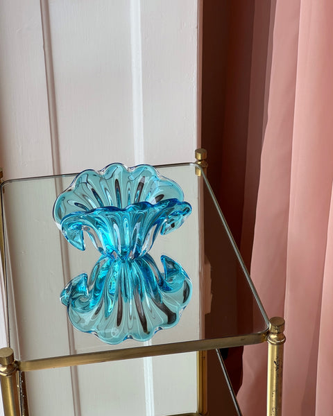 Vintage blue Murano shell bowl