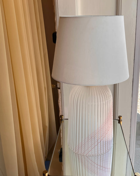 Vintage light pink/white swirl Murano table lamp (without shade)