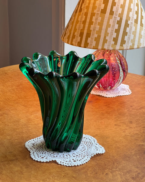Vintage green Murano vase