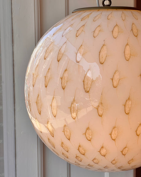 Vintage round white/gold dotted Murano ceiling lamp (D40)
