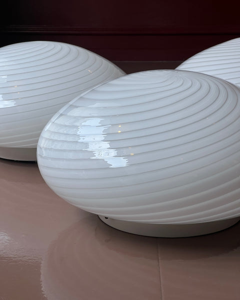 Vintage Murano white swirl ceiling/wall lamp (D36) (2 available)