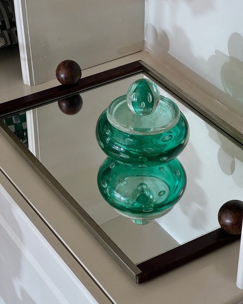 Vintage large green Murano bonbonniere