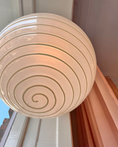 Vintage Murano round cream/white opal swirl ceiling lamp (D35)