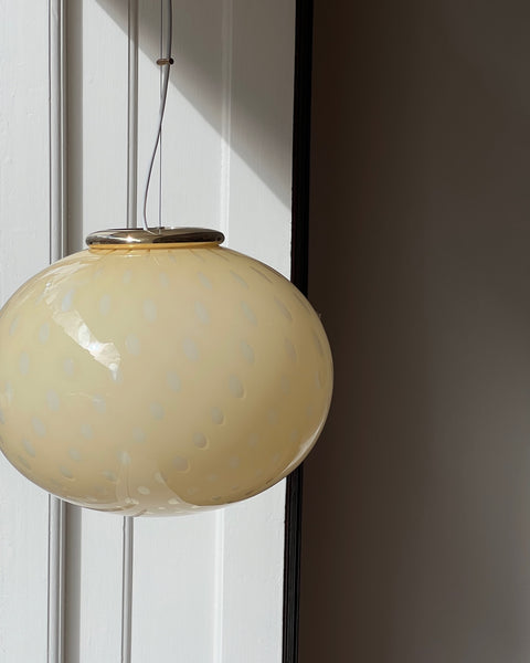 Vintage oval yellow dotted Murano ceiling lamp (D45)