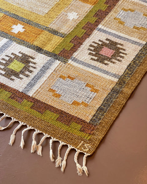 Vintage flat weave rug by Ingegerd Silow (IS)