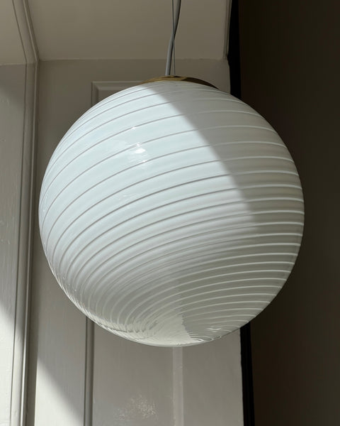 Vintage white swirl Murano ceiling lamp (D30)