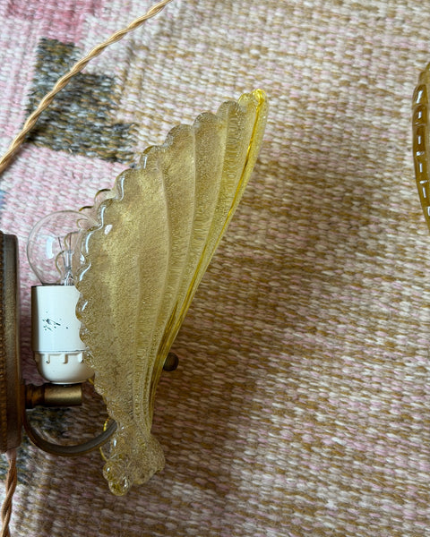 Vintage golden Murano shell wall lamps (4 available)