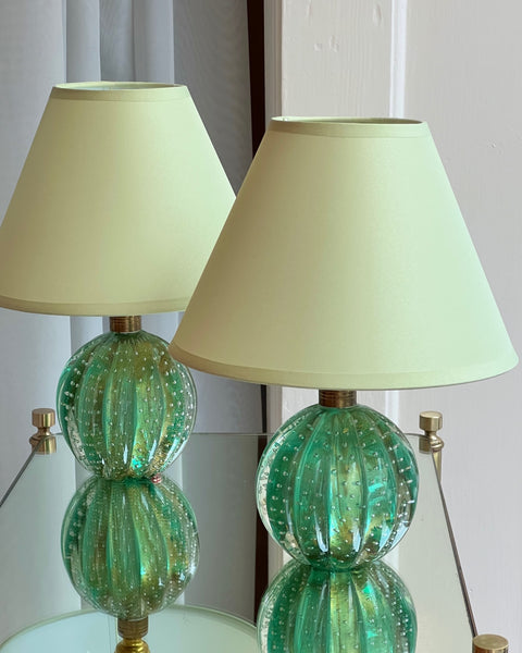 Vintage green Murano table lamp (with shade)
