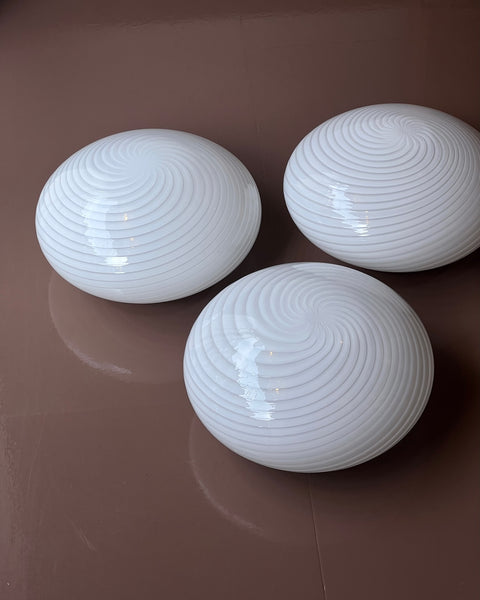 Vintage Murano white swirl ceiling/wall lamp (D36) (2 available)